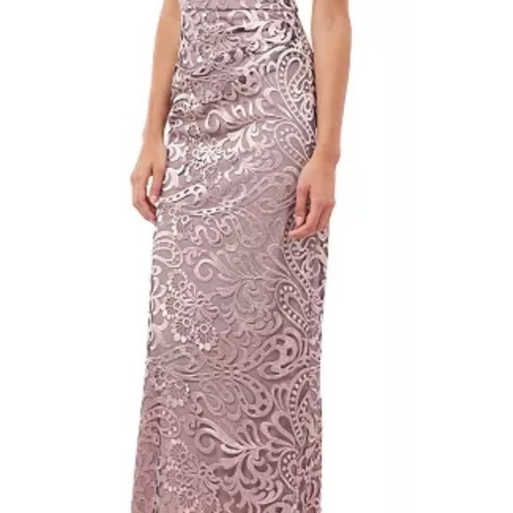 Flutter Sleeve Embroidered Gown - BLUSH with Navy Blue Lining - Picture 3 of 13